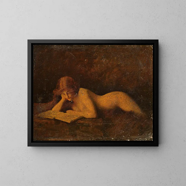 Woman reading - Jean-Jacques Henner — framed artwork on a wall