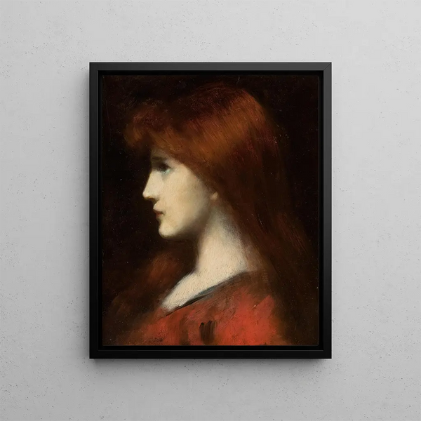 a Red-haired Woman in Profile - Jean-Jacques Henner — framed artwork on a wall