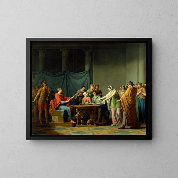 Bérénice reprochando a Ptolomeo - Jean-Joseph Taillasson — cuadro enmarcado en la pared