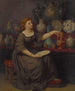 Une Dame assise admirant un vase - Jean-Louis Hamon — artwork view