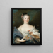 Retrato de una dama sosteniendo un clavel, conocida como de la duquesa de Châteauroux - Jean-Marc Nattier — cuadro enmarcado en la pared