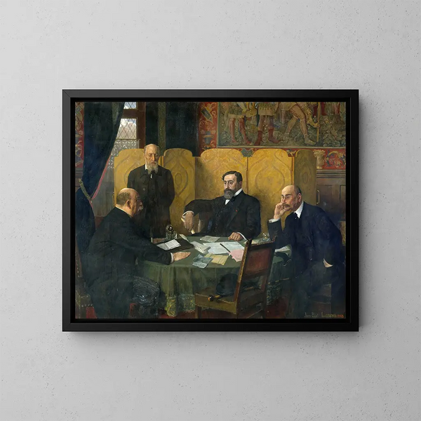 El Comité de seguridad de la Ciudad de París y del departamento de la Sena durante la guerra de 1914-1918 - Jean-Paul Laurens — cuadro enmarcado en la pared