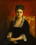 Retrato de mujer con vestido negro sosteniendo un guante - Jean-Paul Laurens — vista de la obra