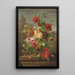 Rosas, amapolas, madreselva y polyanthus en un jarrón sobre un alféizar de piedra - Jean-Pierre Lays — cuadro enmarcado en la pared