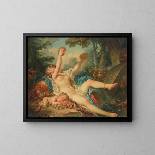 Bacchante acostada tocando platillos - Jean-Simon Berthélemy — cuadro enmarcado en la pared