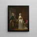 a young man offering a bouquet of flowers to a lady in an interior - Jean-Simon Fournier — framed artwork on a wall