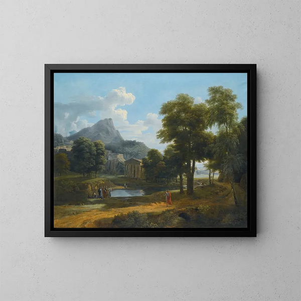 Un paisaje montañoso con vista sobre Phénéos y el templo de Minerva Caphyes - Jean-Victor Bertin — cuadro enmarcado en la pared