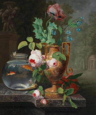 Jean Baptiste Berr - Still Life With Flowers In A Vase And Goldfish Bowl.webp