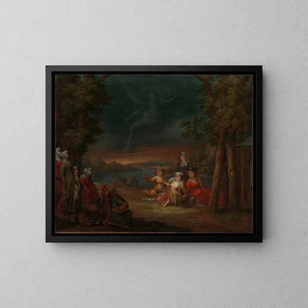 Turkish women in the countryside near Istanbul - Jean-Baptiste Vanmour — framed artwork on a wall