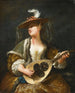 Una dama tocando la mandolina - Jean Barbault — vista de la obra
