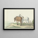 a brown and white horse on a path next to a fence - Jean Bernard — framed artwork on a wall