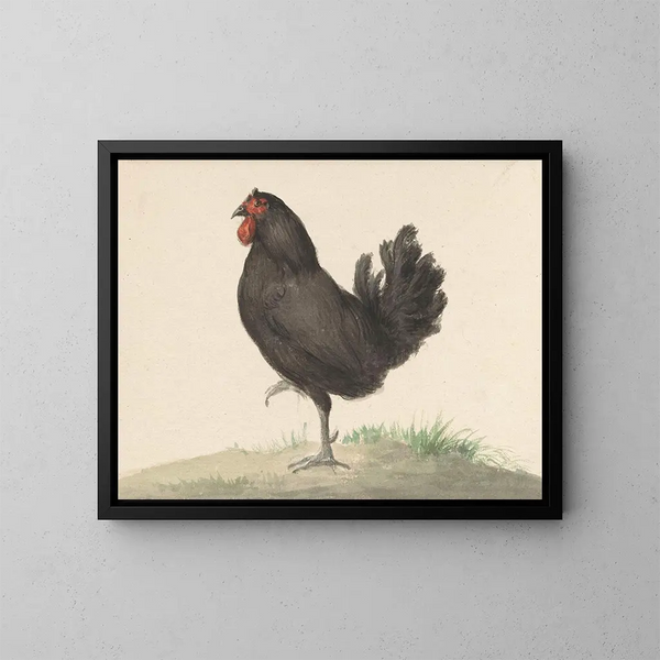 Gallina negra de pie - Jean Bernard — cuadro enmarcado en la pared