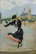 elegante frente al Gran Palacio en el puente Alexandre III - Jean Béraud — vista de la obra