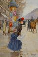 Joven mujer cruzando la avenida - Jean Béraud — vista de la obra