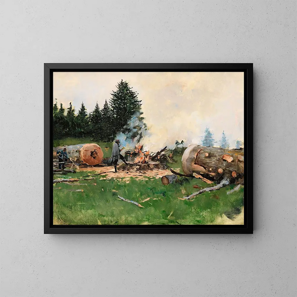 Man of wood in a mountain village - Jean Béraud — framed artwork on a wall