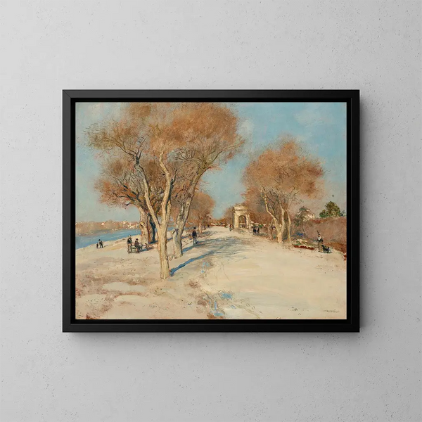 Bord de Seine, la ruta soleada - Jean François Raffaëlli — cuadro enmarcado en la pared