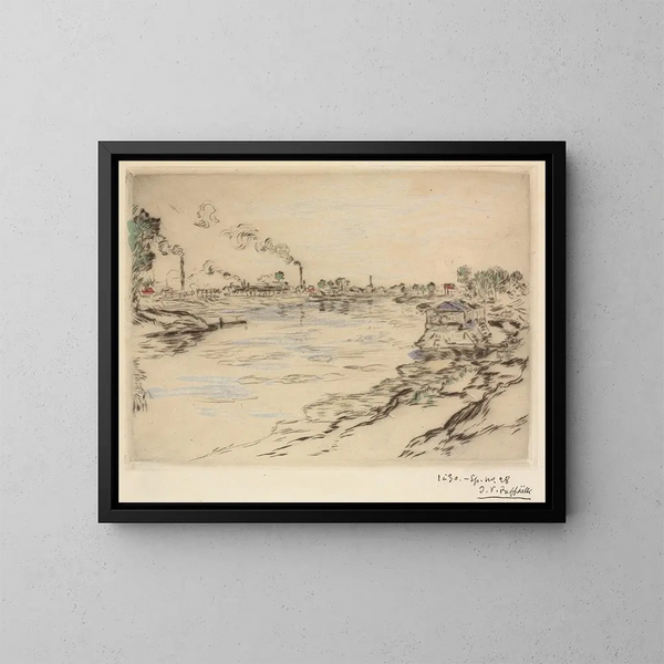 La Seine en Asnières - Jean François Raffaëlli — cuadro enmarcado en la pared