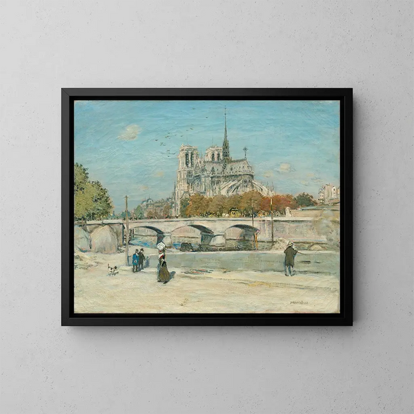 Notre-Dame vista desde el muelle de la Tournelle - Jean François Raffaëlli — cuadro enmarcado en la pared