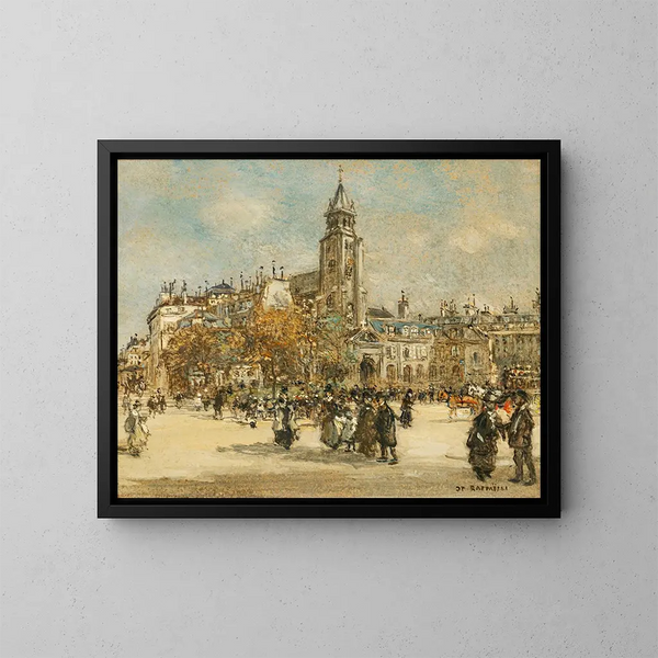 Place de Saint-Germain-des-Prés, París - Jean François Raffaëlli — cuadro enmarcado en la pared