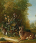 Dos liebres en un paisaje - Jean Jacques Spoede — vista de la obra