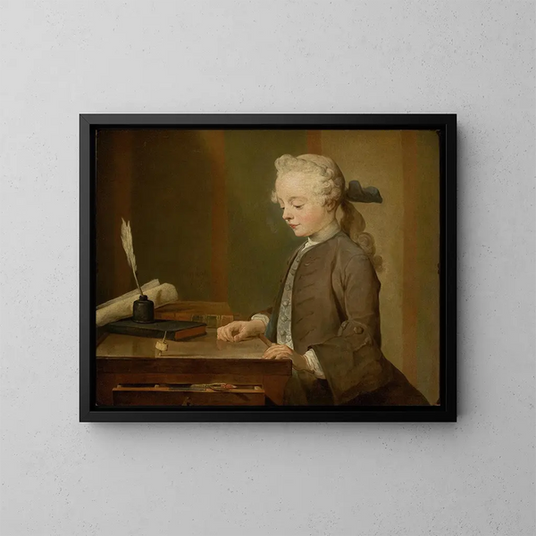 Retrato de Auguste Gabriel Godefroy - Jean Siméon Chardin — cuadro enmarcado en la pared
