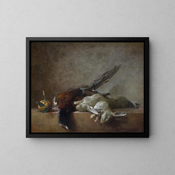Naturaleza muerta con caza - Jean Siméon Chardin — cuadro enmarcado en la pared