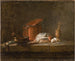 Still life with kitchen utensils and vegetables - Jean Siméon Chardin — artwork view