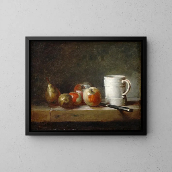 Naturaleza muerta con una taza blanca - Jean Siméon Chardin — cuadro enmarcado en la pared