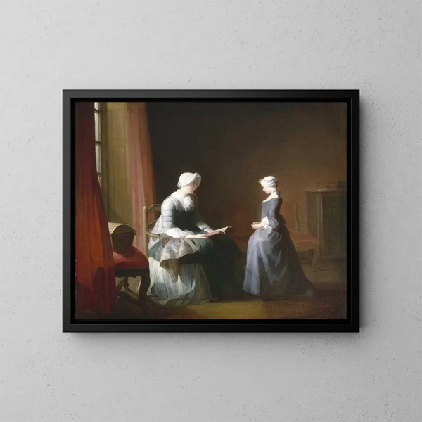 La buena educación - Jean Siméon Chardin — cuadro enmarcado en la pared