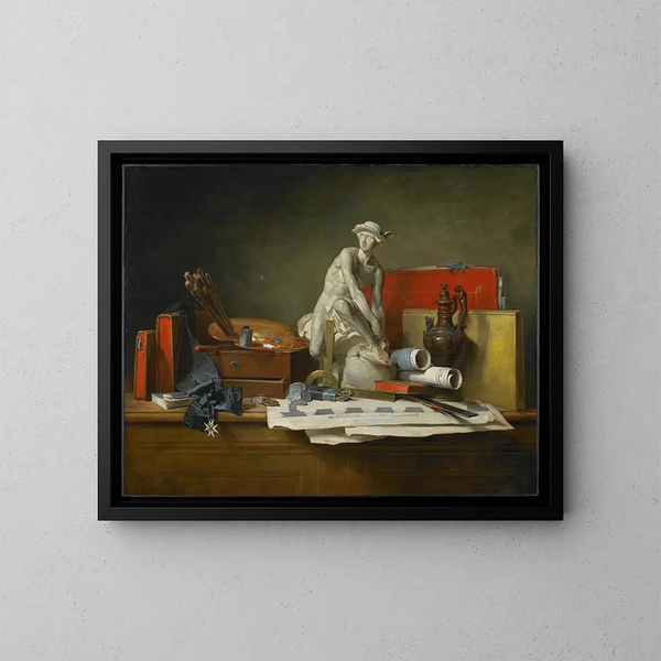 Los atributos de las artes y los premios que se les otorgan - Jean Siméon Chardin — cuadro enmarcado en la pared