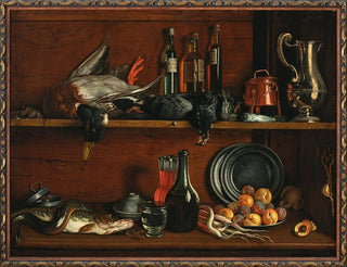Jean ValetteFalgores - Trompeloeil  cabinet in the pantry with wild fowls fish and fruit.webp