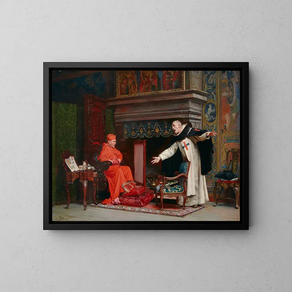 La elección de un predicador - Jehan Georges Vibert — cuadro enmarcado en la pared