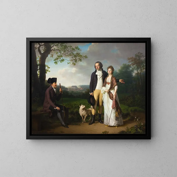 Niels Ryberg con su hijo Johan Christian y su nuera Engelke ne Falbe - Jens Juel — cuadro enmarcado en la pared