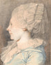 Portrait painting of Anne Cathrine Maale in low profile turned to the left - Jens Juel — artwork view