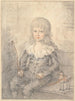 Retrato de un niño con un caballo de peluche - Jens Juel — vista de la obra