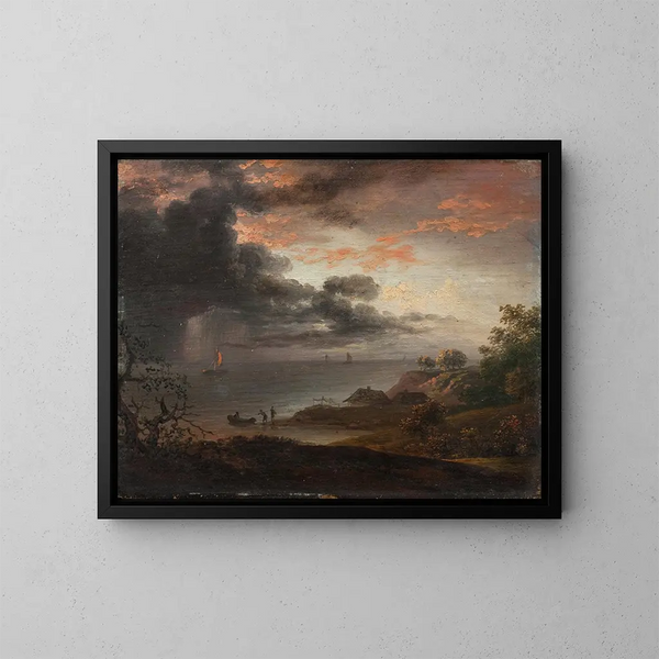Lluvia de truenos cayendo en el mar - Jens Juel — cuadro enmarcado en la pared