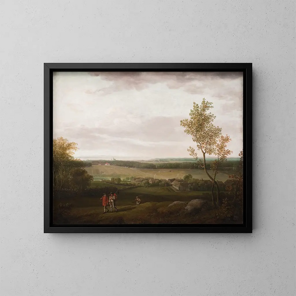 Vista del campo cerca de Jægerspris - Jens Juel — cuadro enmarcado en la pared