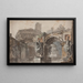 Vista romana con puente, ruinas de templo y estatua ecuestre - Jens Petersen Lund — cuadro enmarcado en la pared