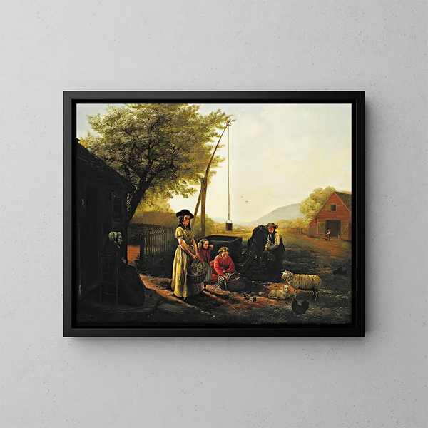la mañana de primavera cerca de la puerta de la cocina, preparación para el mercado - Jerome Thompson — cuadro enmarcado en la pared
