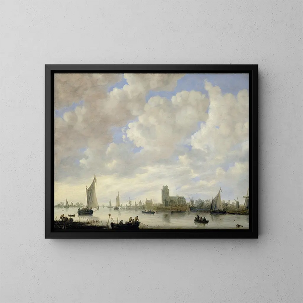 View of the Merwede near Dordrecht - Jeronymus van Diest II — framed artwork on a wall