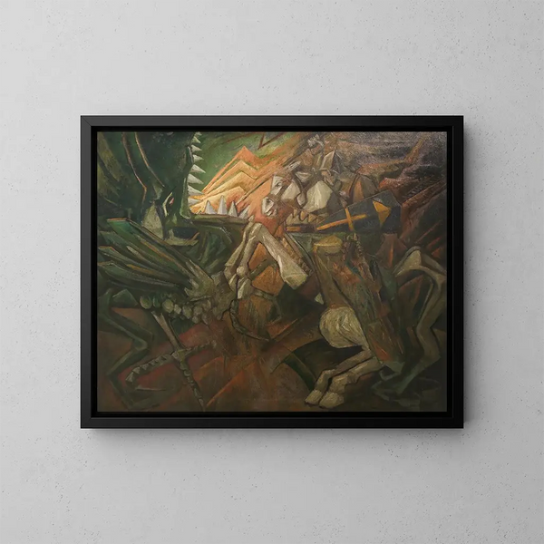 Saint Georges et le dragon - Jerzy Hulewicz — framed artwork on a wall