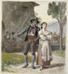 Joven pareja en desacuerdo bailando frente a una casa - Wilhelm Marstrand — vista de la obra