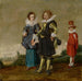 Joven pareja caminando con un paje - Círculo de Dirck Hals — vista de la obra