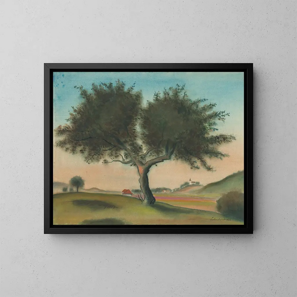Paisaje con un árbol de Lama - Julius Schubert — cuadro enmarcado en la pared