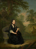 Marie-Thérèse en vestido de viuda sentada en un banco de piedra - János Donát — vista de la obra