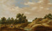 paisaje de dunas con una campesina y un niño en un camino, granjas a lo lejos - Joachim Govertsz Camphuysen — vista de la obra