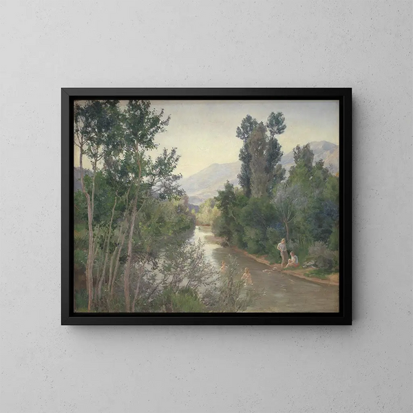 Tarde al borde del río Liri - Joakim Skovgaard — cuadro enmarcado en la pared