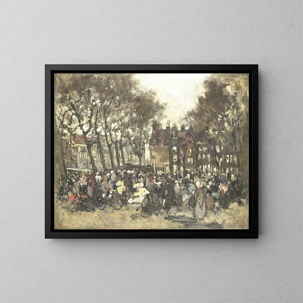 El Noordermarkt en Ámsterdam - Joannes Barnardus Antonius Maria Westerwoudt — cuadro enmarcado en la pared