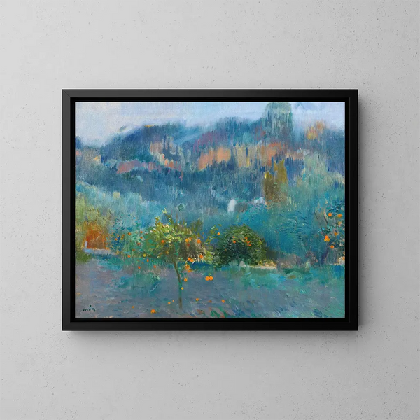 Paisaje mallorquín con naranjos - Joaquín Mir Trinxet — cuadro enmarcado en la pared