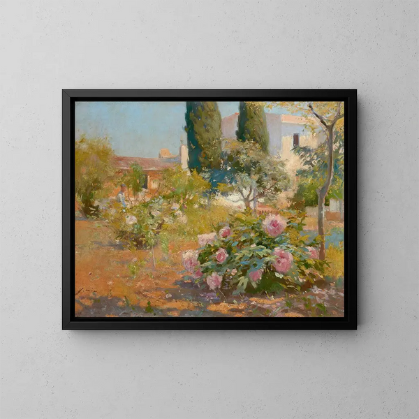 Jardín español - Joaquín Mir Trinxet — cuadro enmarcado en la pared